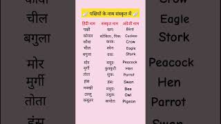 Birds Name in Sanskrit  पक्षियों के नाम संस्कृत में  Pakshiyon ke Naam Sanskrit Mein gk [upl. by Vassar]