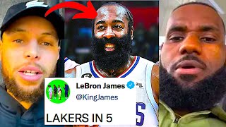 NBA PLAYERS REACT TO JAMES HARDEN TRADE TO LA CLIPPERS  JAMES HARDEN TRADE REACTION [upl. by Ttnerb]