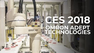 CES 2018  Omron Adept Cobra Scara amp Parallel Delta Quattro Robot [upl. by Olympium]