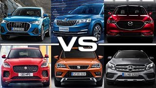 Audi Q3 vs Skoda Kamiq vs Mazda CX5 vs Jaguar EPace vs Seat Ateca vs Mercedes GLA [upl. by Itsim209]