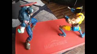 Wolverine VS Captain America Quick Fight StopMotion Animation [upl. by Carine797]