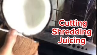 🟢 CUTTING SHREDDING amp JUICING Coconut  ASMR [upl. by Lareena387]