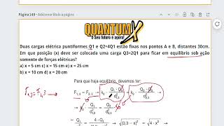 FEISP Duas cargas elétricas puntiformes Q1 e Q2 4Q1 estãoQuestões de Física  Quantum X [upl. by Eybbob]