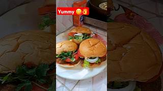 🍔Homemade Style Veg Burger Recipe  shorts vegburger burger cooking recipe [upl. by Neerom]