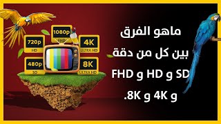 ماهو الفرق بين كل من دقة SD و HD و FHD و 4K و 8K [upl. by Averat]