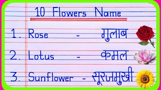 10 Flowers Name in English and Hindi  Flowers Name  Flower Name  phoolon ke naam  फूलों के नाम [upl. by Ivon]