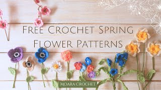 Free Crochet Spring Flowers Collection designed crochet freecrochetflower crochetflower [upl. by Bauer]