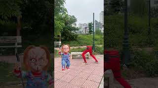 Deadpool ran to find his feet and kicked Chucky away spideylife [upl. by Skeie462]