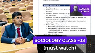 Socio class03 Role of Founding fathers Sociology as a Science [upl. by Picker]