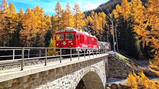 ★ 4K 🇨🇭 Pontresina  Alp Grüm  Pontresina cab ride in a Gem 44 54 year old hybrid loco 102021 [upl. by Mariande509]