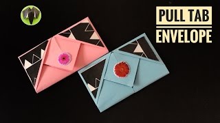 PULL TAB ENVELOPE  DIY Origami Tutorial by Paper Folds 713 💞 [upl. by Javier]