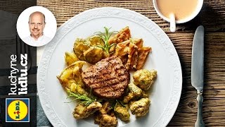 Grilovaný steak s bylinkami a pepřovou omáčkou  Roman Paulus  RECEPTY KUCHYNE LIDLU [upl. by Caldera]