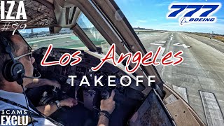 EXCLU B777 LAX 🇺🇸 Los Angeles  TAKEOFF 24L  3 Cockpit Angles of View 4K  ATC amp Crew Coms [upl. by Darcia]