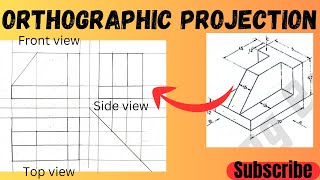 Orthographic projection in  engineering drawing  technical drawing [upl. by Mencher]