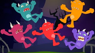 Five Little Monsters Halloween Song Kids Tv Nursery Rhymes [upl. by Janenna]