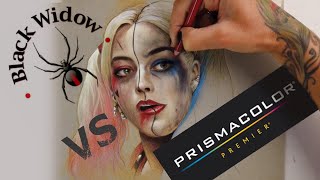 Black Widow vs Prismacolor  Drawing Harley Quinn [upl. by Winnah]