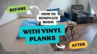 How to Install Vinyl Plank Flooring as a Beginner  Affordable Home Renovation  Vinyl planks floor [upl. by Carline]