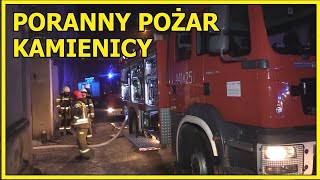 JAWOR Pożar kamienicy Na strażaka runął strop [upl. by Sumetra]