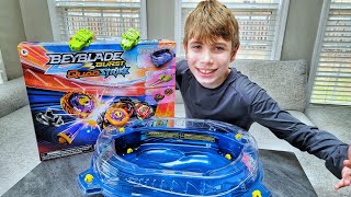 Lots of Beyblade Battles in Hasbros Beyblade Burst QuadStrike Thunder Edge Battle Set Stadium [upl. by Wakefield]