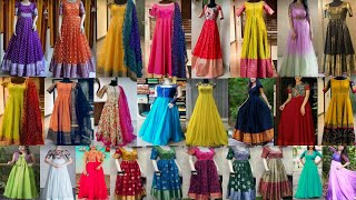 Long frocks latest designs 2023 💕40  beautiful designer long frock images 💕Convert OLD Pattu SAREE [upl. by Olive]