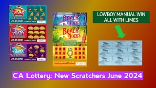 CA Lottery New Scratchers For June 2024 MANUAL WIN ALL [upl. by Pillow286]