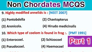 animal kingdom mcq for neet  animal kingdom mcq  Nonchordates mcq  part 1 [upl. by Hogen307]