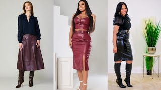 Leather Skirt Outfits for Women  Chic and Stylish LooksLeather skirtWomens fashion [upl. by Fredie]