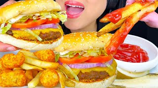 ASMR CHEESEBURGER TATER TOTS amp FRENCH FRIES EATING SOUNDS ASMR Phan [upl. by Valley]