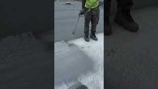 Silicone Coating Being Sprayed Onto Roof silicone coating roofing construction shorts [upl. by Cicero]