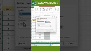 Data Validation in Excel using validation criteria List [upl. by Ehc]