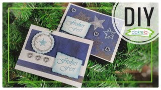 2 Weihnachtskarten mit Designpapier basteln  Kartenbasteln DIY Tutorial  Anleitung  deutsch [upl. by Tessler]