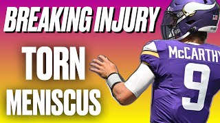 VIKINGS STAR JJ MCCARTHY SUFFERS DEVASTATING INJURY DONE FOR YEAR [upl. by Androw]