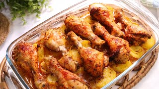 Pollo al Horno Asado con Patatas y Cebolla  Receta muy Fácil Abundante y Económica [upl. by Nairim]