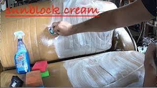 How to clean Leather car seats using of sunblock cream [upl. by Ecirtap422]