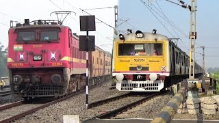 Dangerous Honking Wap4 Livery Intercity ExpressKatwa Howrah Emu Local Train Skip Railgate [upl. by Anoid]