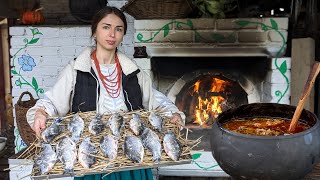 Hard life in village Woman is cooking traditional Ukrainian food in oven 300 year old recipes [upl. by Thurlow]