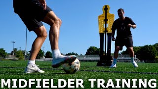 Midfielder Training Session  How To Improve First Touch Passing amp Body Feints [upl. by Nnaecyoj]