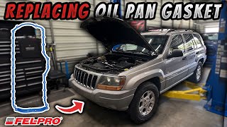 Replacing Leaky Oil Pan Gasket on Jeep 40 [upl. by Aivila]