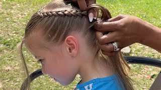 How To Braid Straight Texture Hair  A Different Way to Do 2 Braids [upl. by Dolphin527]