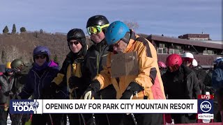 Skiers and snowboarders celebrate Park City Mountain Resort ski season opening [upl. by Milka]