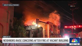 Another fire breaks out at abandoned West Hollywood building [upl. by Oznohpla]