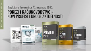 Porezi i računovodstvo  novi propisi i druge aktuelnosti besplatan online seminar [upl. by Narod]