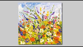 Acrylic Wildflower Painting Palette Knife painting [upl. by Etnoled]