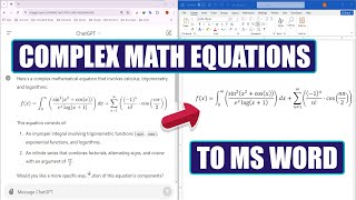 How to Generate and Copy Complex Math Equations from ChatGPT to Microsoft Word Using LaTeX [upl. by Lizzy]