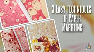 3 EASY TECHNIQUES OF PAPER MARBLING  COLOR MARBLING with OILSHAVING FOAM ENAMEL COLORS [upl. by Inaleon]