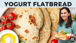 Yogurt Flatbread  4 INGREDIENT NAAN RECIPE [upl. by Nekal]