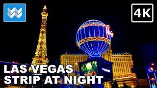 4K Las Vegas Strip at Night  2 Hour Virtual Walking Tour amp Travel Guide [upl. by Niela]