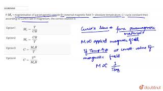 If Mz  magnetisation of paramagnetic sample B external magnetic [upl. by Yenitsed]