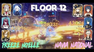 Floor 12 Freeze Noelle amp Furina  Navia National Spiral Abyss 45 [upl. by Nywde]