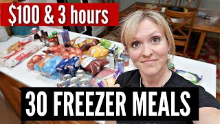 GROCERY HAUL amp MONTHLY FREEZER MEAL PREP ON A BUDGET  30 EASY MEALS FOR A LARGE FAMILY [upl. by Gunthar]